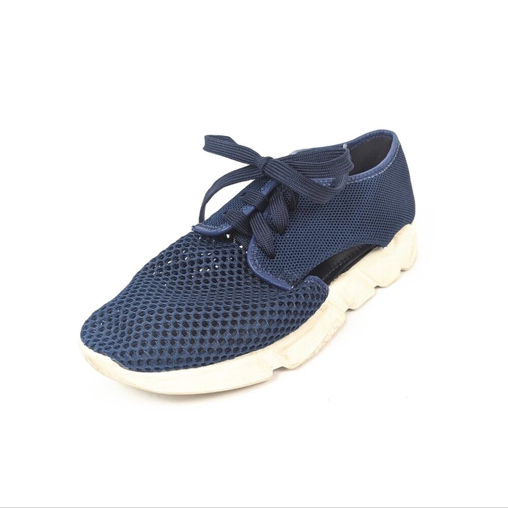 All Black Sneakers 9 Navy Mesh Cut Out Lace Up Casual Streetwear